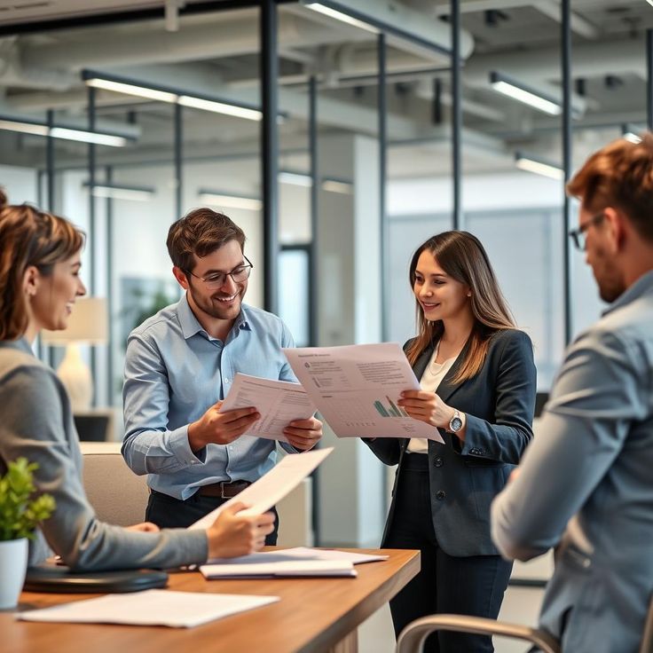 Ambiente di lavoro con tavolo riunioni, documenti e laptop